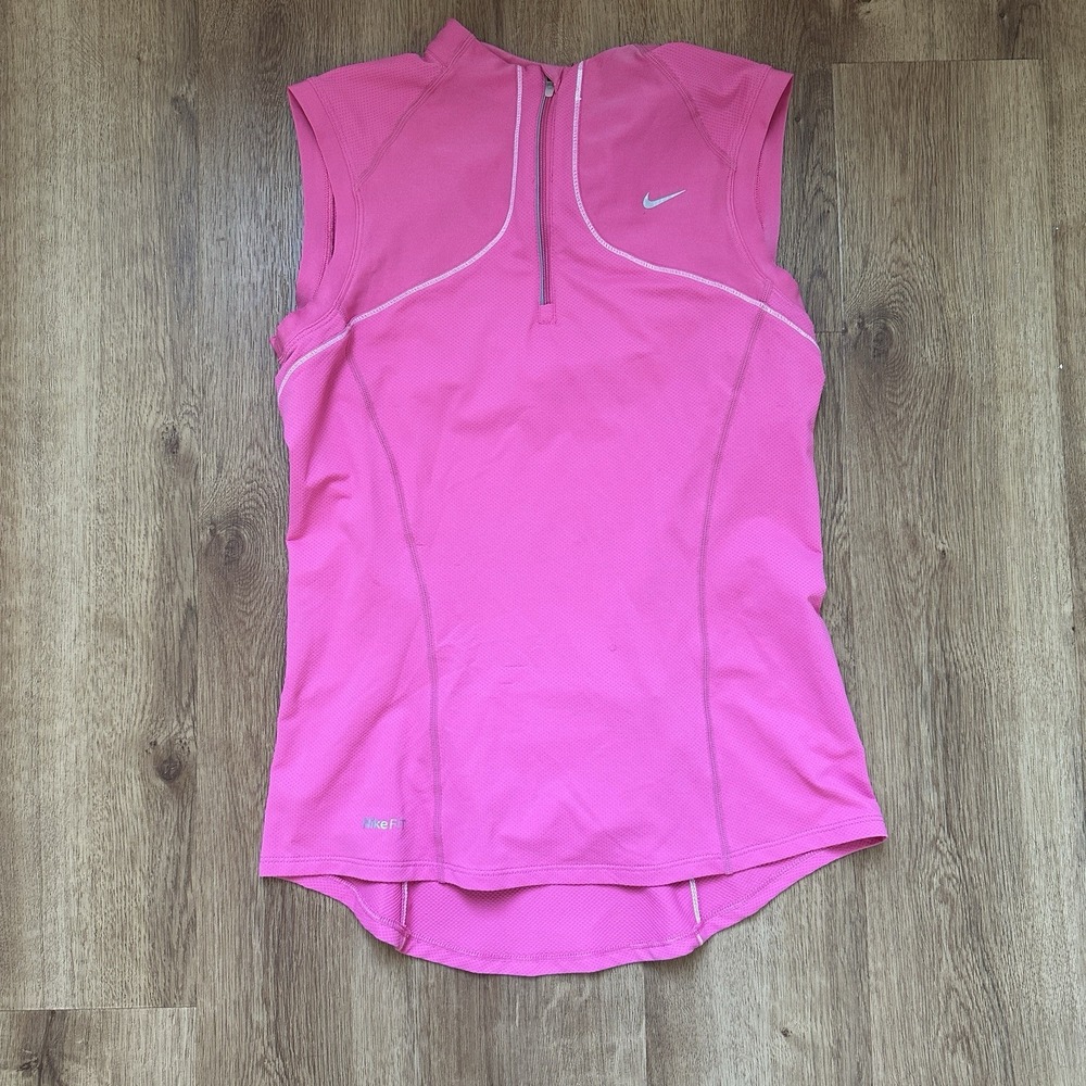Nike Women's Bright Pink Y2K Zip Workout Tank Size Small